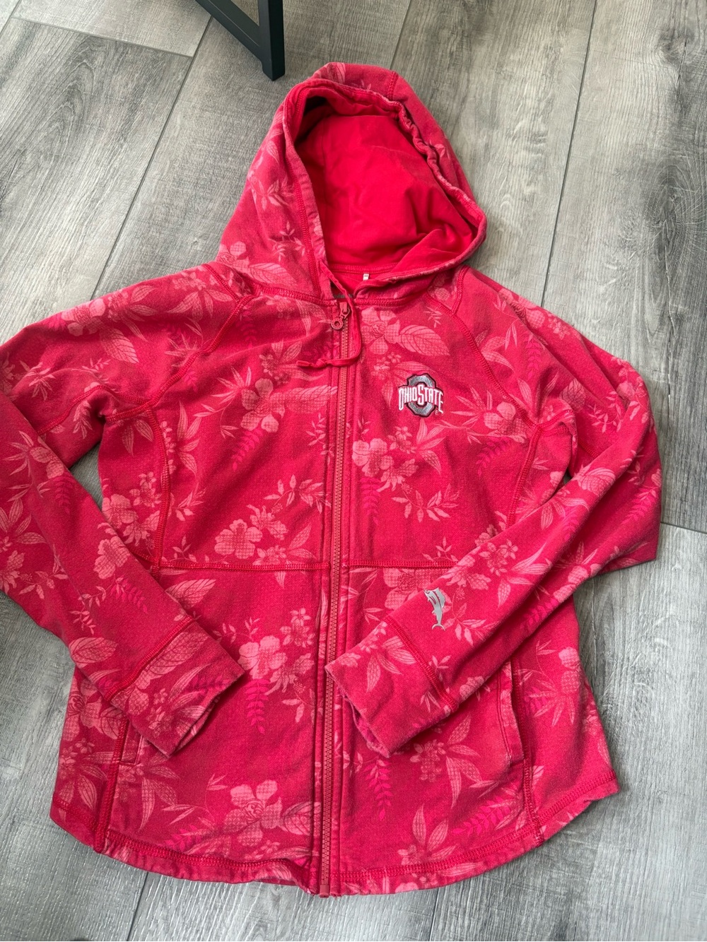 Tommy Bahama Women’s S Floral Hooded Zip Jacket in OHIO STATE RED